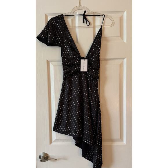 WeWoreWhat Crystal Asymmetrical Dress In Black Women’s Size 00 NWT - Picture 1 of 8